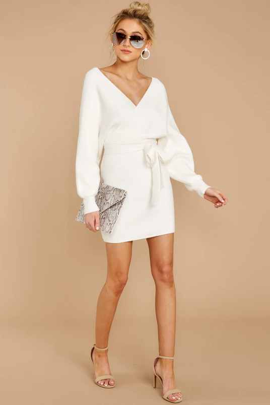 Think About It Ivory Sweater Dress