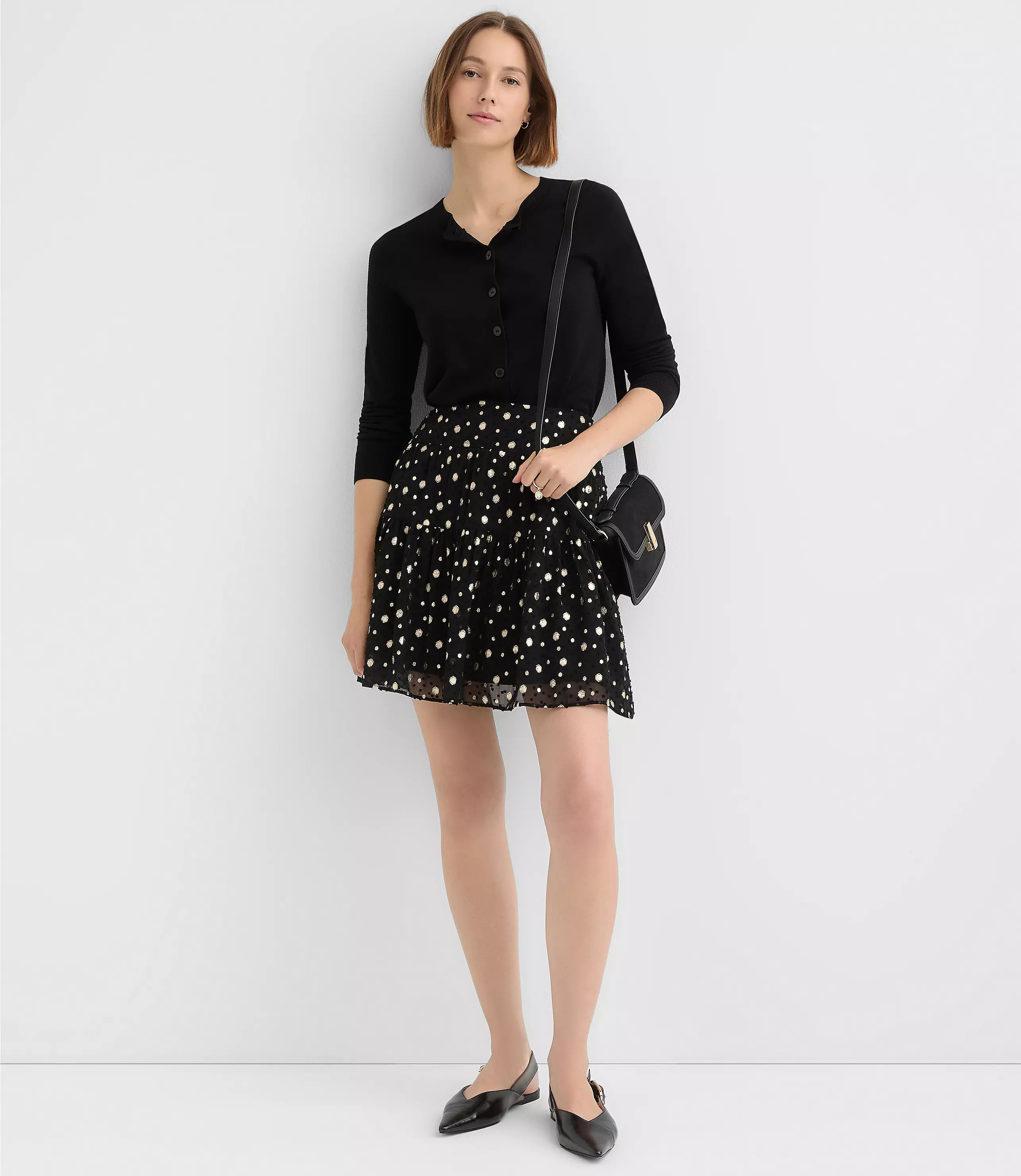 Shimmer Clip Ruffle Mini Skirt | LOFT