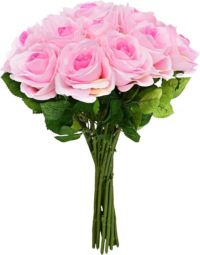 Softflame Artificial/Fake/Faux Flowers - Rose Pink 20PCS for Wedding, Home, Party, Restaurant | Amazon (US)