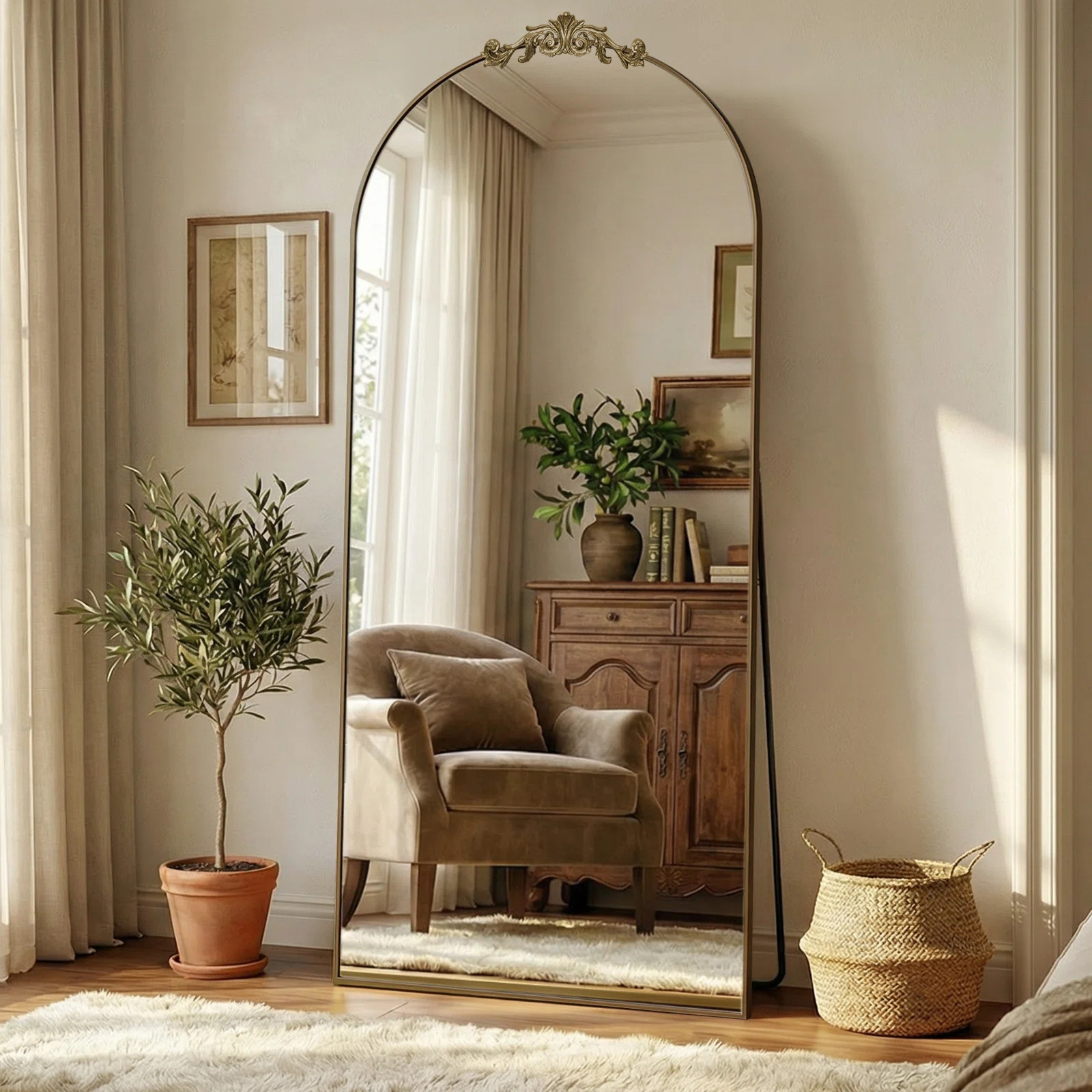 Oversized Vintage Arch Accent Full Length Wall/Floor Mirror | Wayfair North America