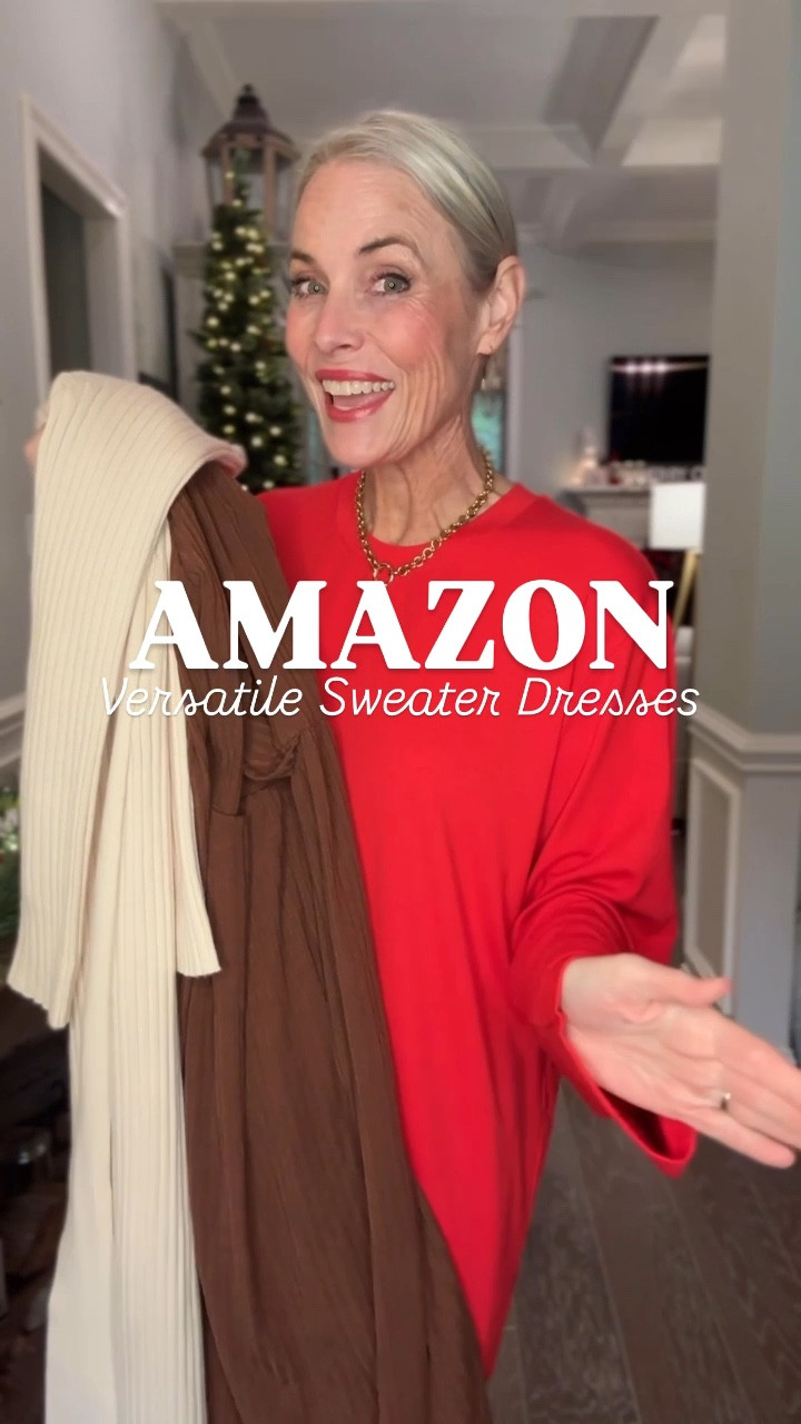 Sweater dress season is here, and these ribbed knit beauties from New Shows on Amazon are perfect for staying chic and cozy! 🖤

I’m styling two different options today:
* A wrap-style sweater dress with a flattering silhouette and longer length—perfect for date nights or holiday gatherings.
* A belted sweater dress that hits right at the knee (I’m 5’8” for reference), ideal for casual outings or even the office.

Both are made with soft, high-quality fabric that feels amazing to wear. And the best part? You can grab them now with 10% off using code xmasns10 (valid through 12/30). Don’t wait—these are must-haves for your winter wardrobe!

Which style is your favorite? Let me know below! ⬇️

#newshows 
#newshowsfashion 
#sweaterdress


#LTKMidsize #LTKOver40 #LTKFindsUnder50