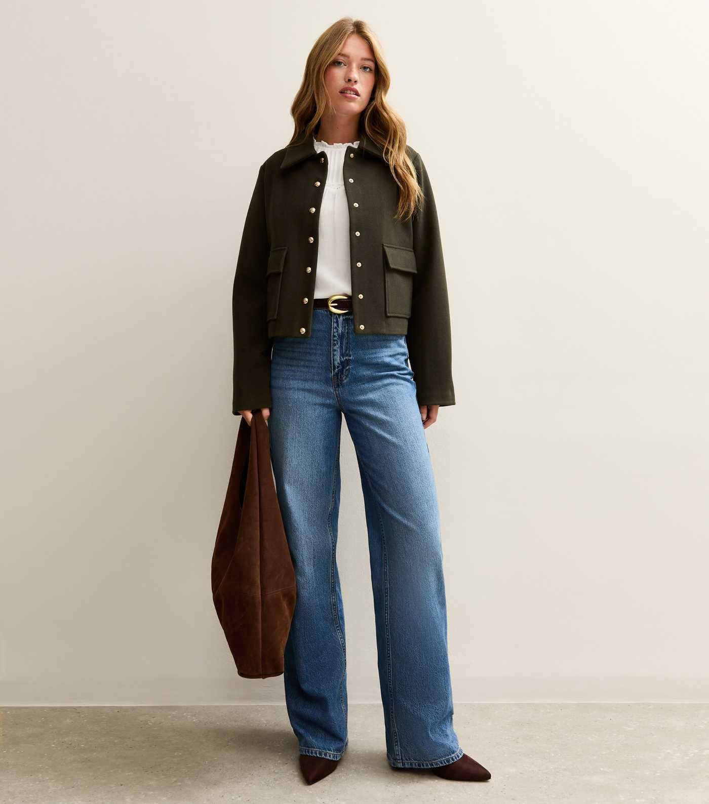 Dark Khaki Multi Button Shacket Jacket | New Look | New Look (UK)