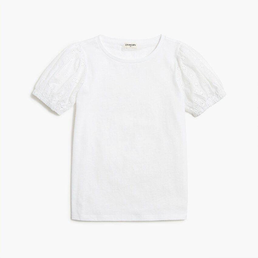 Girls' eyelet puff-sleeve tee | J.Crew Factory