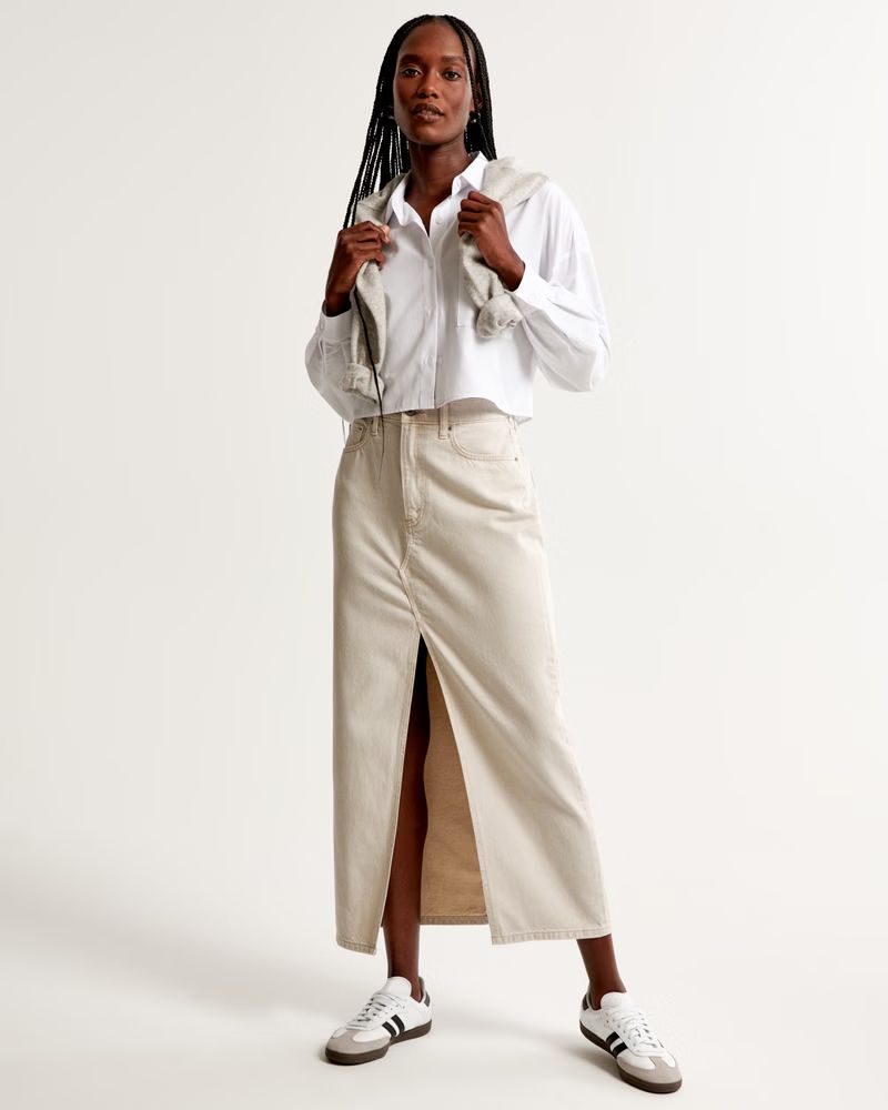 Women's Denim Maxi Skirt | Women's New Arrivals | Abercrombie.com | Abercrombie & Fitch (US)