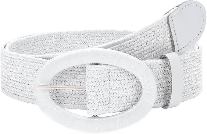 WHIPPY Women Straw Woven Elastic Stretch Waist Belt, Boho Braided Skinny Dress Belts for Women | Amazon (US)