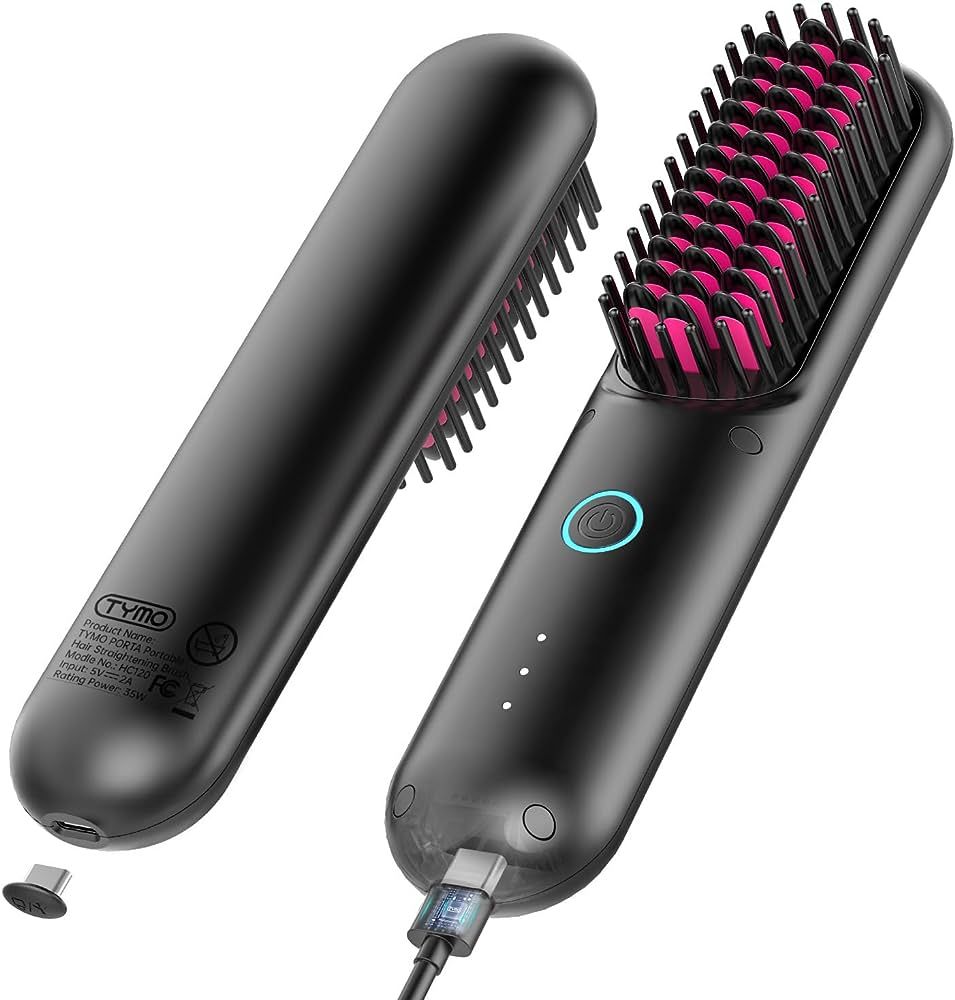 TYMO Porta Cordless Hair Straightener Brush, Portable Straightening Brush with Negative Ion, Hot ... | Amazon (US)