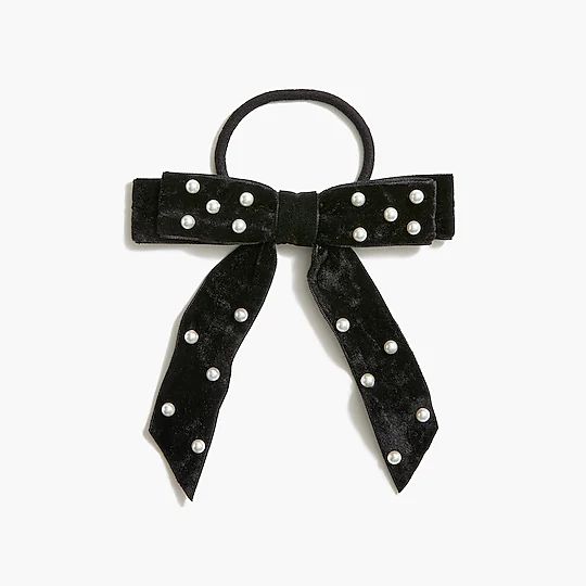 Velvet pearl hair tie with bow | J.Crew Factory