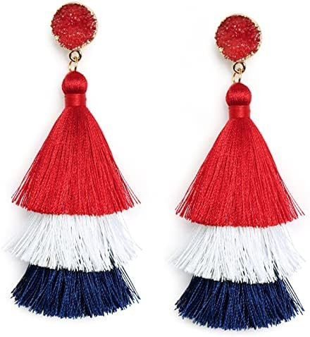 Me&Hz Colorful Layered Tassel Earrings Bohemian Statement Tiered Tassel Big Dangle Drop Earrings ... | Amazon (US)