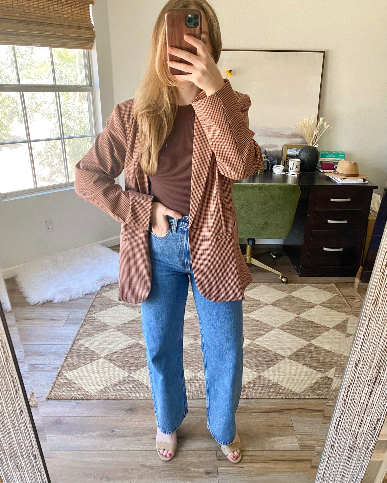 Abercrombie jeans. Wide leg jeans. Business casual outfits. Fall transition outfits. Plaid blazer outfit. Menswear blazer. Oversized blazer. Boyfriend blazer. Boyfriend jeans. 

Jeans tts, wearing normal 26 short
Bodysuit tts, wearing Xsmall
Blazer runs oversized, wearing small but could have sized down too

#LTKworkwear #LTKSeasonal #LTKsalealert