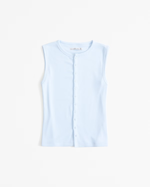 Button-Through Vest Rib Top | Abercrombie & Fitch (US)