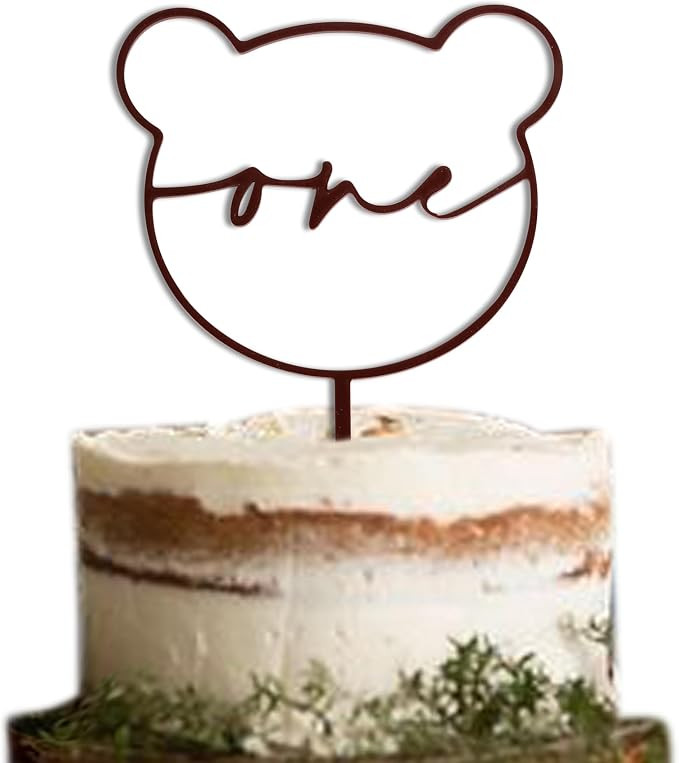 Teddy Bear Cake Topper - First Birthday Cake Decoration,Little Bear Turning One Theme Beary First... | Amazon (US)
