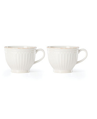 French Perle Groove Latte Mug Set, 2 Piece | Macy's