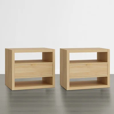 Hanzel Modern Minimalist Nightstand With Textured Finish & Open Storage Shelf(Set Of 2) | Wayfair North America