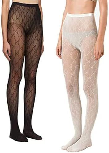 2PCS Fishnet Stockings, Tight-Fitting Fashion Tights, Pantyhose Nylon High Waist Stockings with F... | Amazon (US)