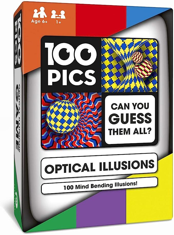100 PICS Optical Illusions Travel Game - Try 100 Illusions | Flash Cards with Slide Reveal Case |... | Amazon (US)