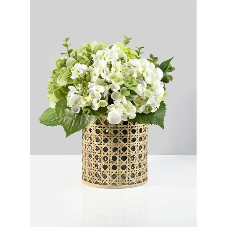 Serene Spaces Living Small Glass Hurricane Candle Holder Wrapped in Woven Rattan Cane, 6.25" Tall... | Walmart (US)