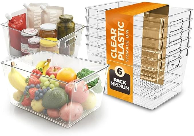 Utopia Kitchen Clear Organizer or Storage Bins - 6 Pack Pantry Organizers and Storage Bins - Larg... | Amazon (US)