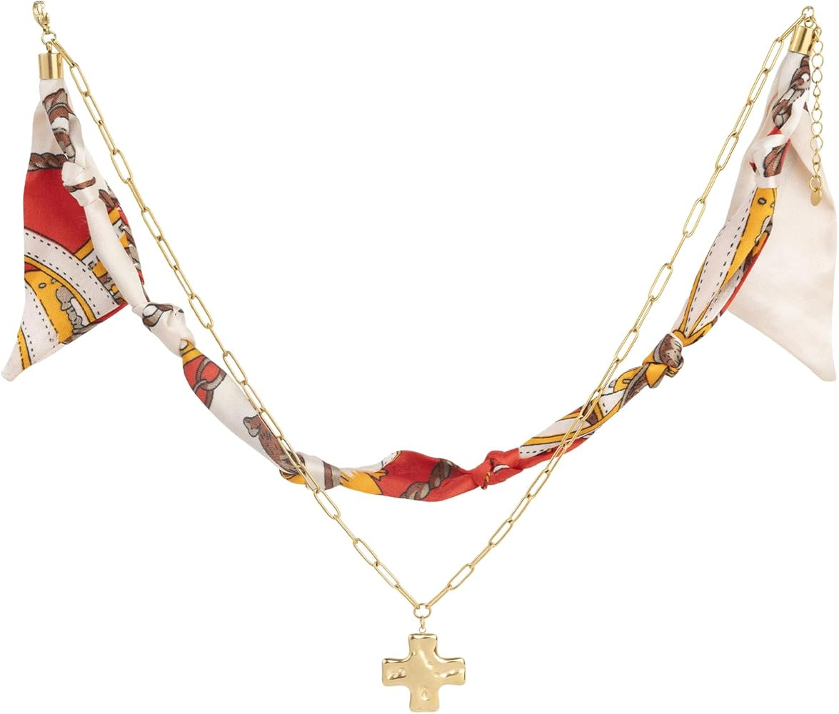 DoDoBeads Cross Scarf Necklace for Women, Bandana Necklace with Chunky Cross and Paperclip Chain,... | Amazon (US)