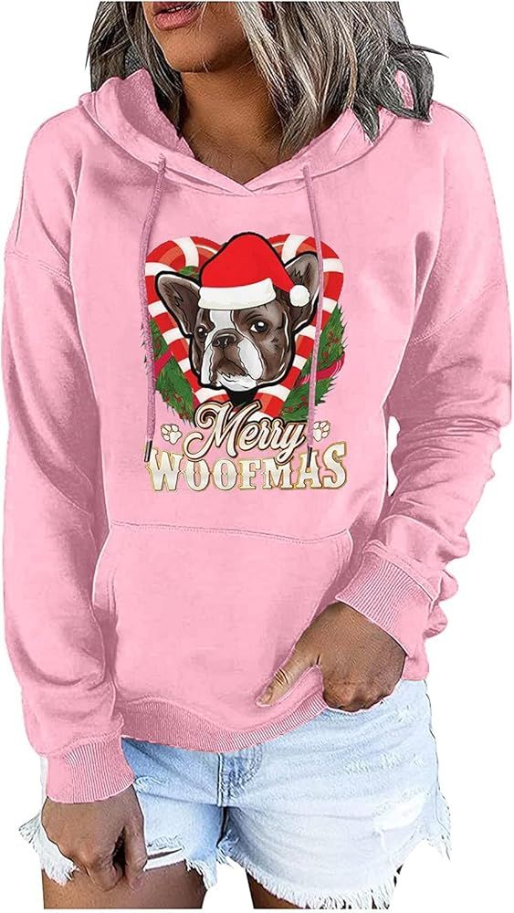 DEEARV Womens Christmas Holiday Hoodie Sweatshirts Plus Size Casual Christmas Print Crewneck Swea... | Amazon (US)