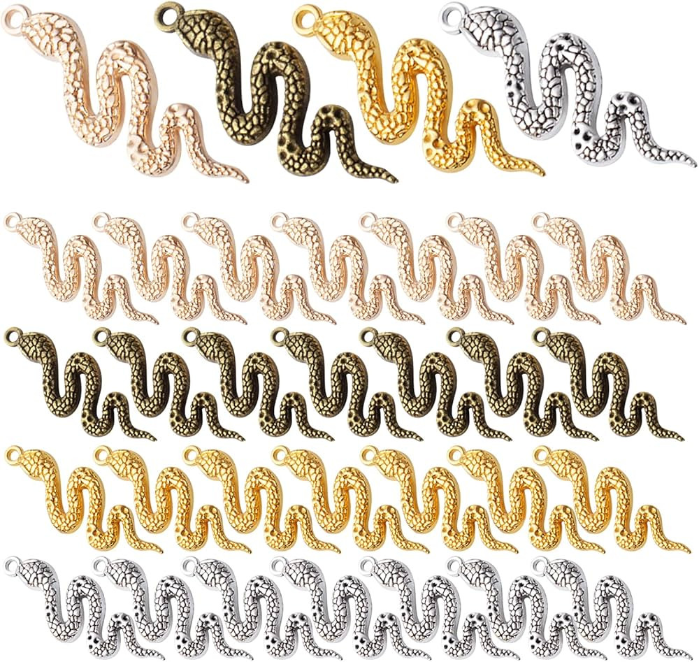 32pcs Snake Charms Alloy Cobra Snake Pendant Charms Animal Charms for Bracelets Necklaces DIY Jew... | Amazon (US)