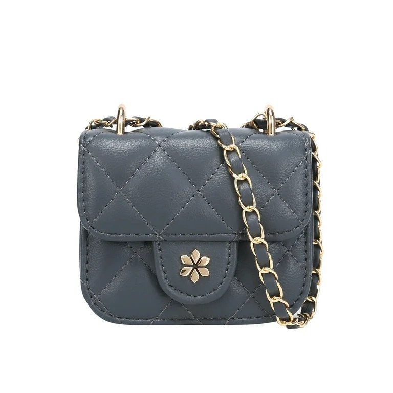Daisy Rose Vegan leather Quilted Mini Cross Body Bag, Grey | Walmart (US)
