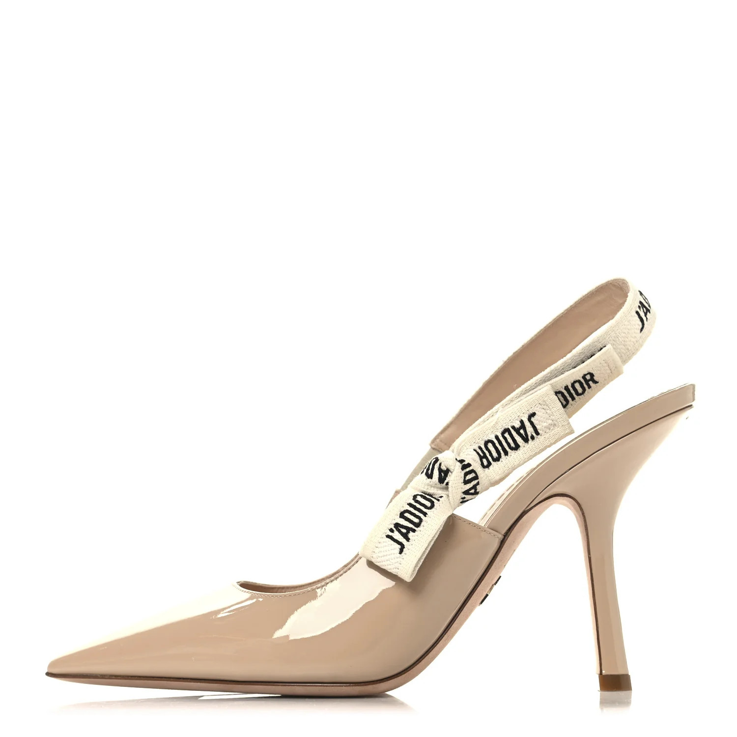 Patent Ribbon J'Adior Slingback 100mm Pumps 38.5 Nude | FASHIONPHILE (US)