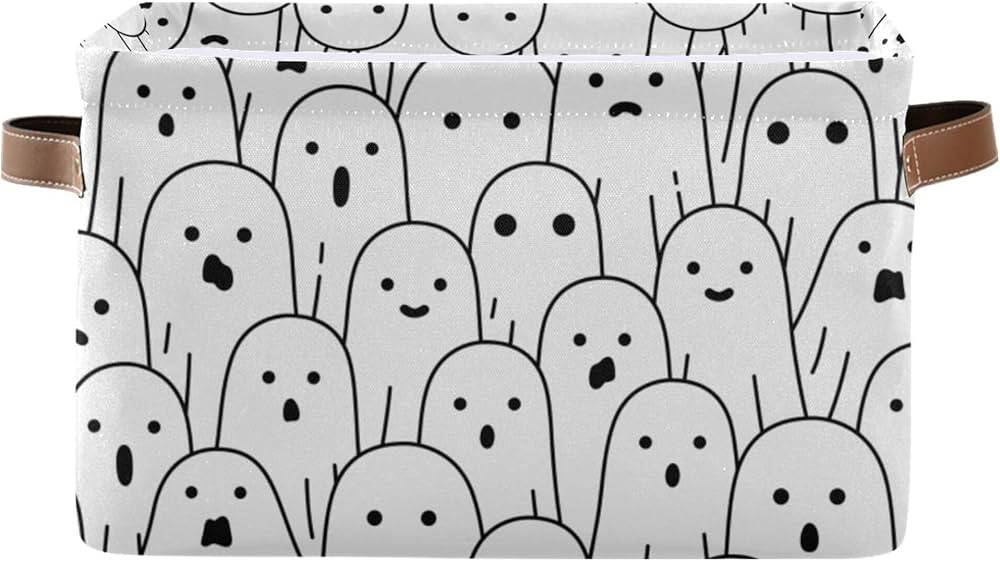 xigua Halloween Ghost Storage Basket Durable Canvas Storage Bins with Handles Large Collapsible S... | Amazon (US)