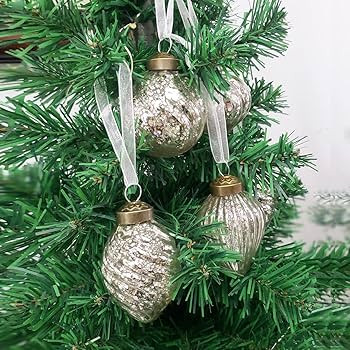 Mercury Glass Christmas Ball Antiqued Ornaments Holiday Decor Silver Color Small Series(12 Pieces... | Amazon (US)