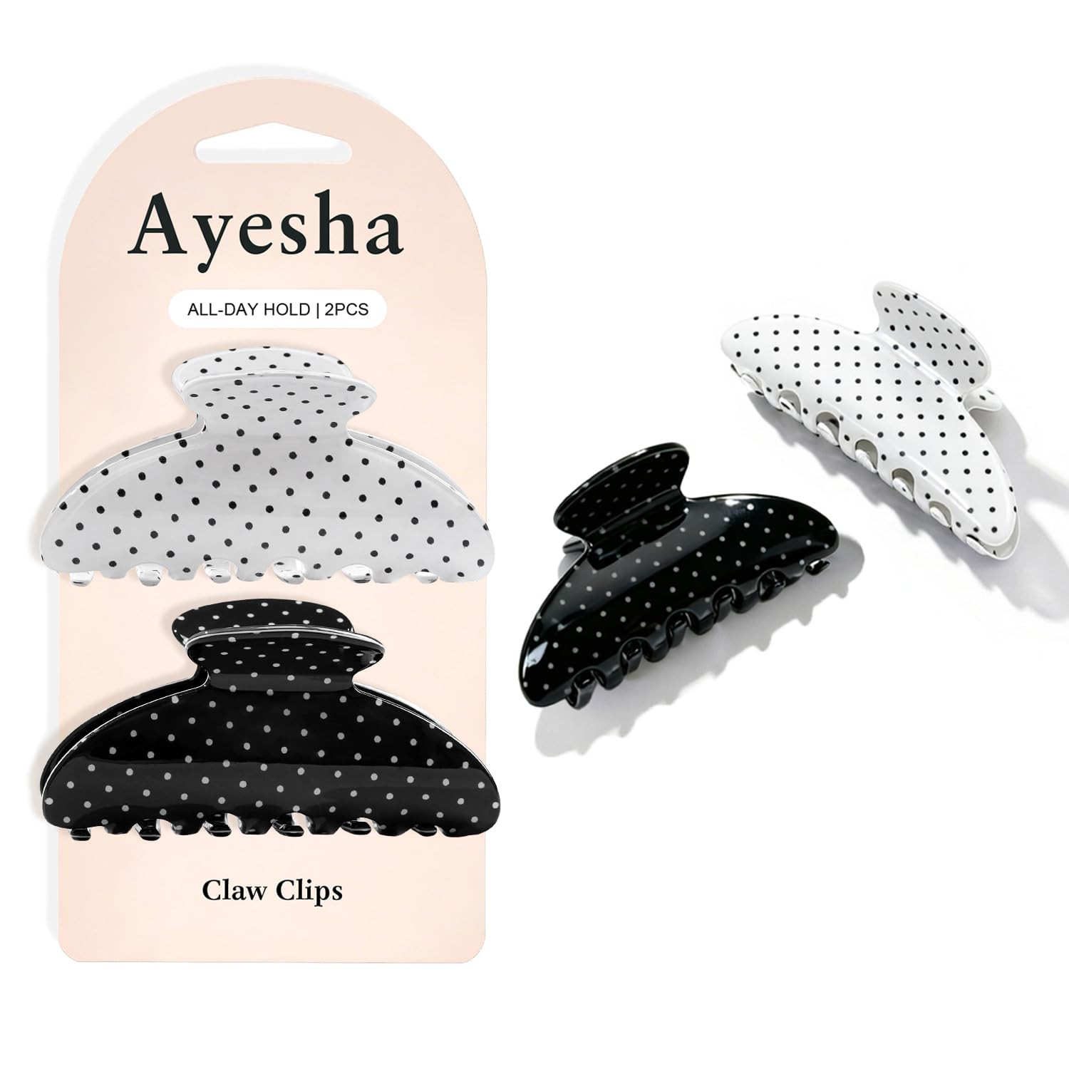 Ayesha Polka Dot Claw Clips for Women Trend Claw Clips for All Hair Types | Amazon (US)