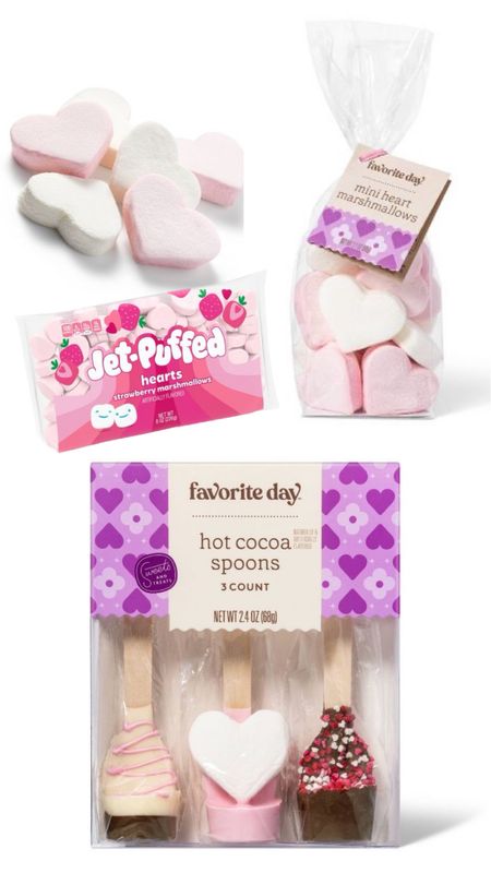 Valentine’s Day treats - hot cocoa sticks and pink heart marshmallows and heart shaped waffle maker all 
Under $10 

#LTKSeasonal