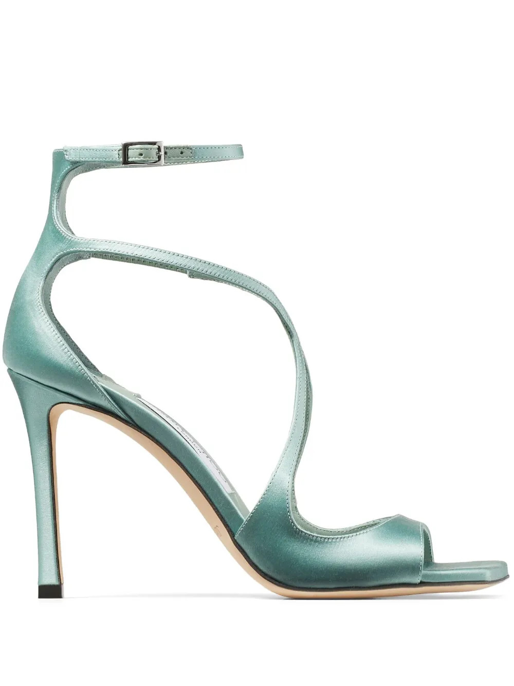 Jimmy Choo Azia 95mm metallic-effect Sandals | Green | FARFETCH BH | Farfetch Global