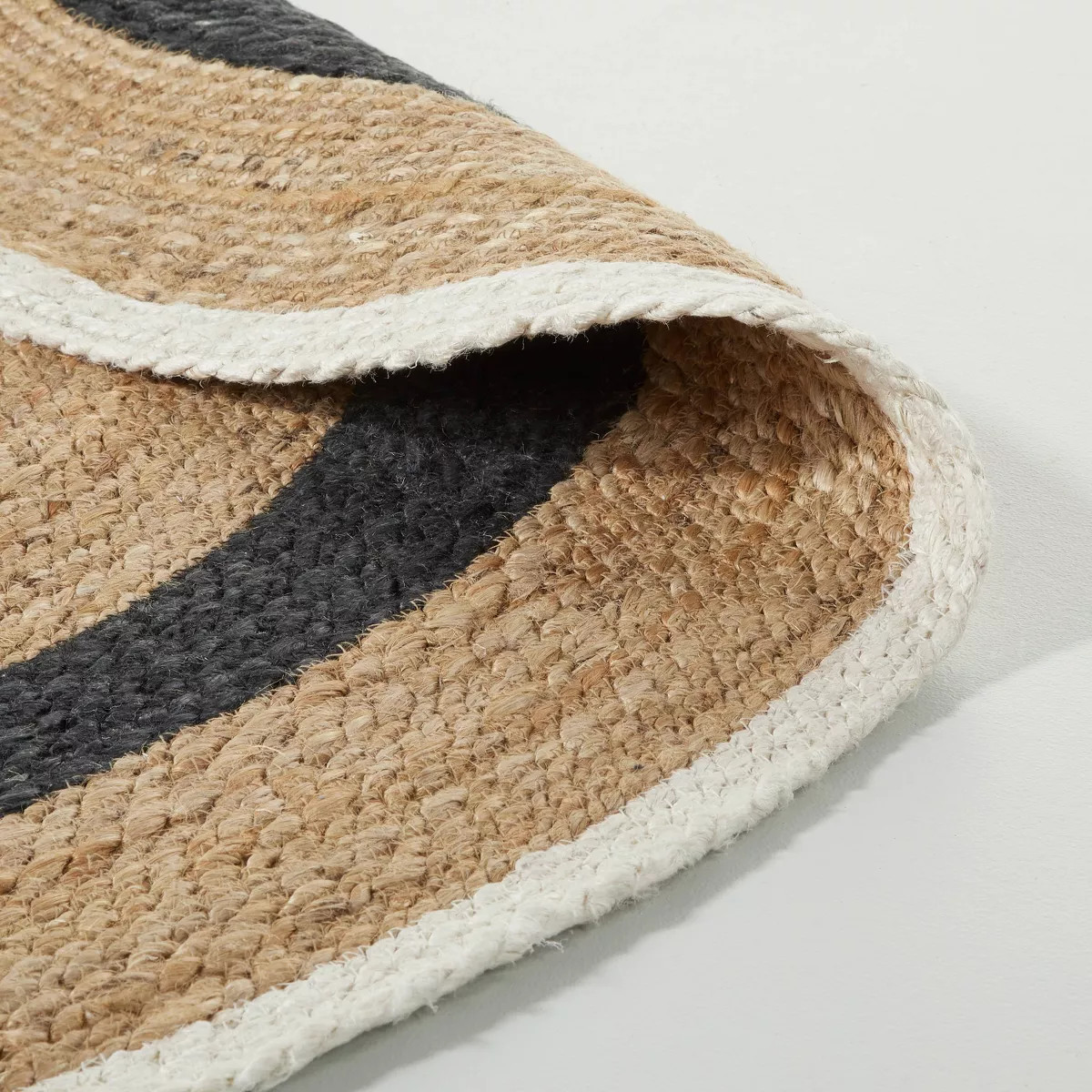 Oval 5' x 7' Bold Stripe Braided Jute Area Rug Black/Tan/Cream - Hearth & Hand™ with Magnolia: ... | Target
