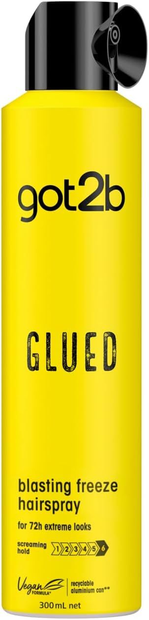 Got2b Glued Hairspray, Blasting Freeze Spray, Strong Hold Hairspray for Up to 72 Hours, Vegan, Si... | Amazon (UK)
