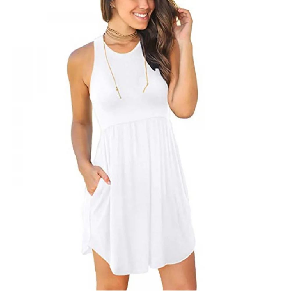 Women's Plus Size Sleeveless Swing Mini Dresses Summer Beach A Line Sundress Women's Beach Skirt ... | Walmart (US)