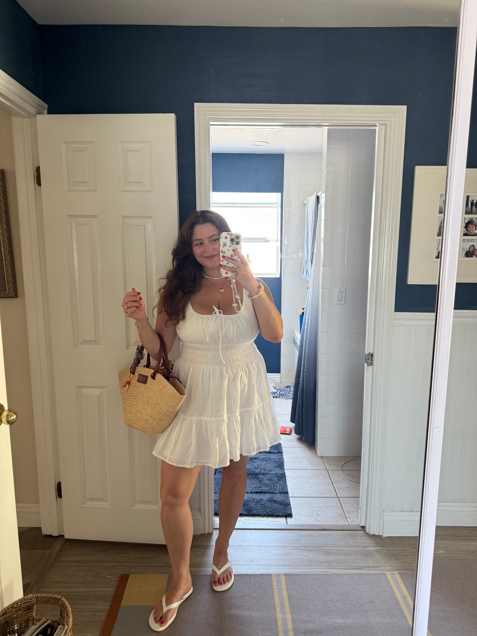 Abercrombie white smocked tie front dress restocked size L
Raffia basket bag Sezane 

#LTKMidsize #LTKStyleTip #LTKFindsUnder50