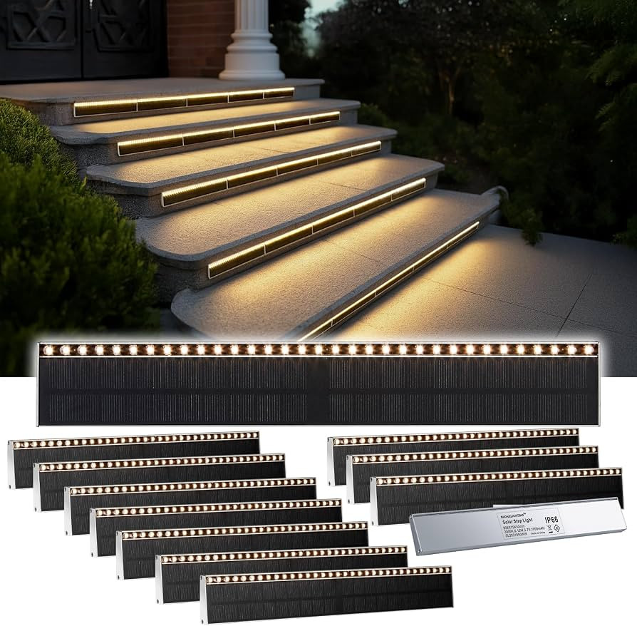 SHONELIGHTING Solar Step Lights Outside, 33 Focused LEDs, Stair Light, 12PK | Amazon (US)