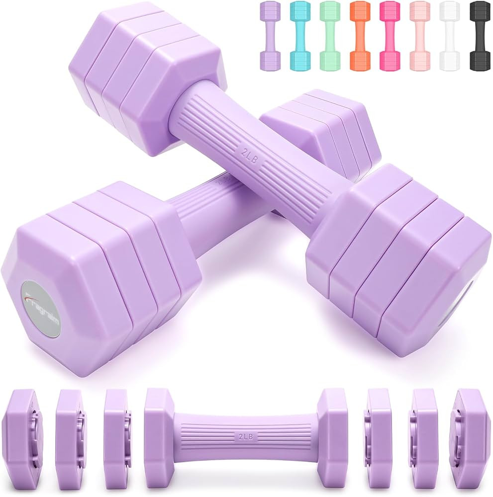 Adjustable Dumbbells Set, 4 in 1 Hand Weights Set for Women Men 10 LB/ 12 LB Dumbbell Pair Each 2... | Amazon (US)