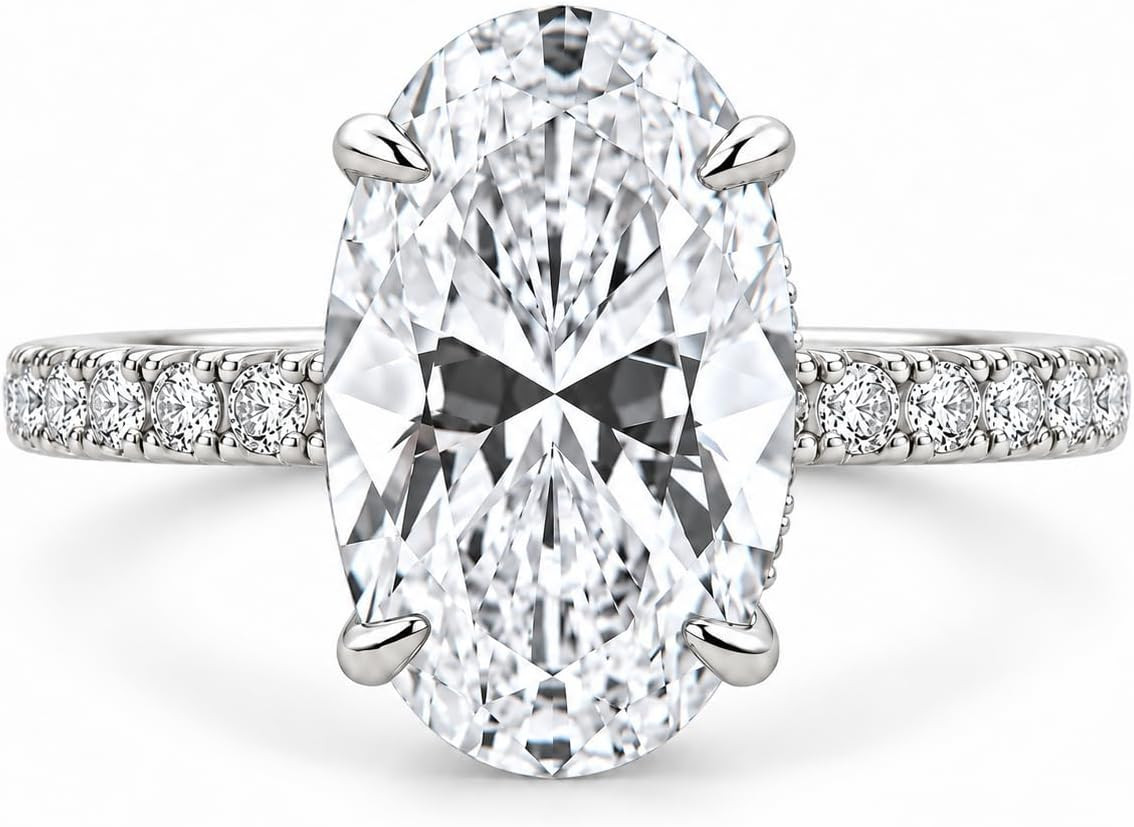 RODIFFY 5CT/6.5CT Silver Oval Cut CZ Promise Ring for Women | Amazon (US)