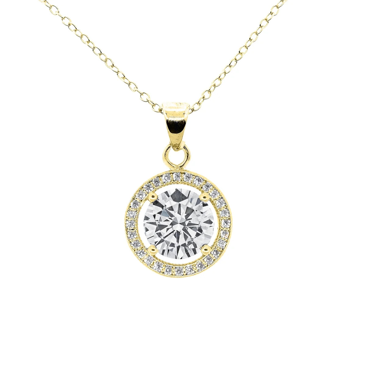Cate & Chloe Blake 18k Yellow Gold Plated Halo Pendant Necklace - Walmart.com | Walmart (US)