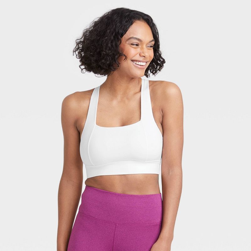 Women's Medium Support Square Neck Crossback Sports Bra - All in Motion™ | Target