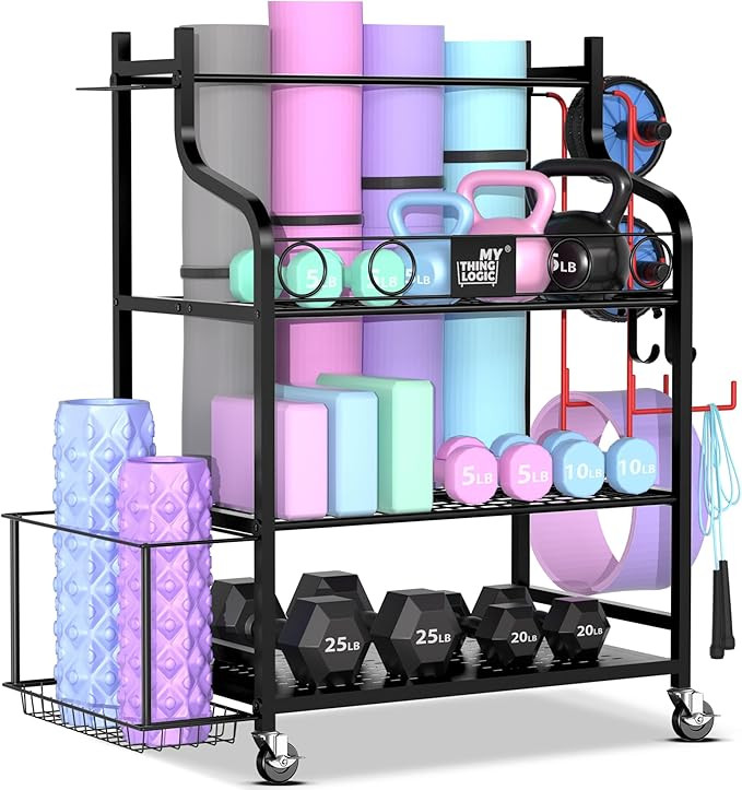Mythinglogic Yoga Mat Storage Racks,Home Gym Storage Rack for Dumbbells Kettlebells Foam Roller, ... | Amazon (US)