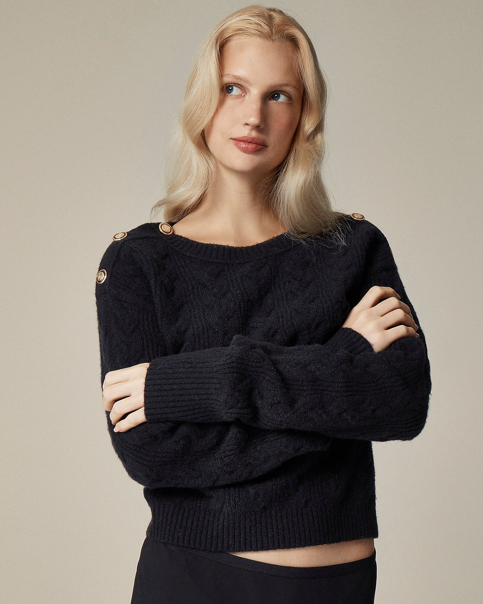 Cable-knit sweater with buttons in Supersoft yarn | J. Crew US