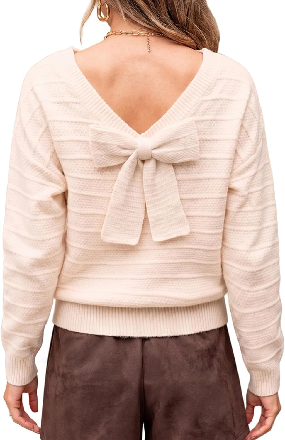 CUPSHE Womens Bow Sweaters Crewneck Knitted Pullover | Amazon (US)
