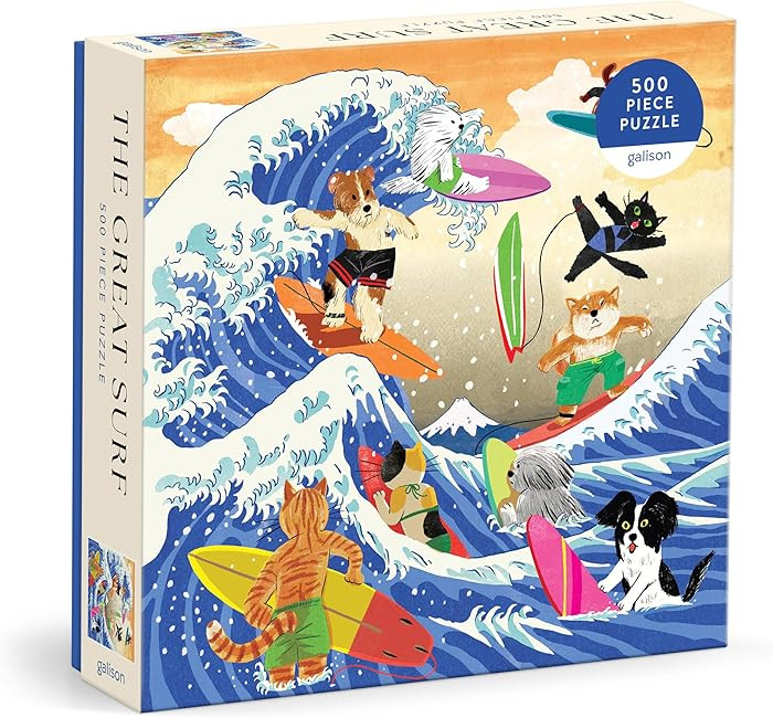 Galison The Great Surf \u2013 500 Piece Jigsaw Puzzle Featuring Beautiful Artwork of Cats and Dog... | Amazon (US)