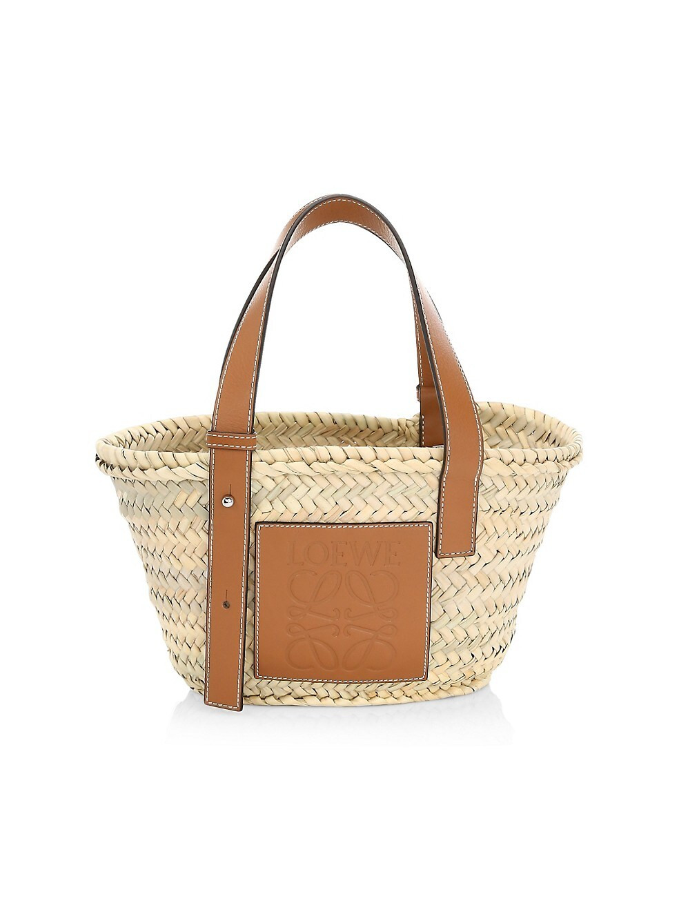 Small Leather-Trimmed Woven Basket Bag | Saks Fifth Avenue
