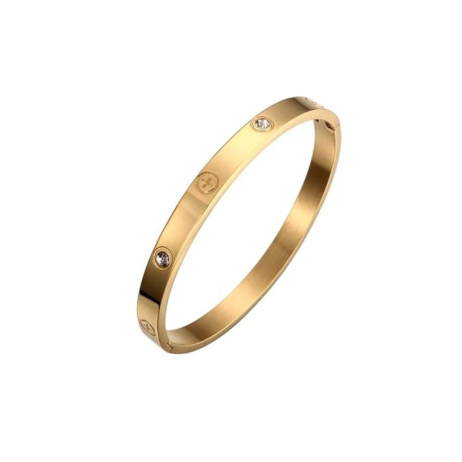 Armband Titan Stahl Swarovski-Kristalle Kreuz goldfarben | Amazon (DE)