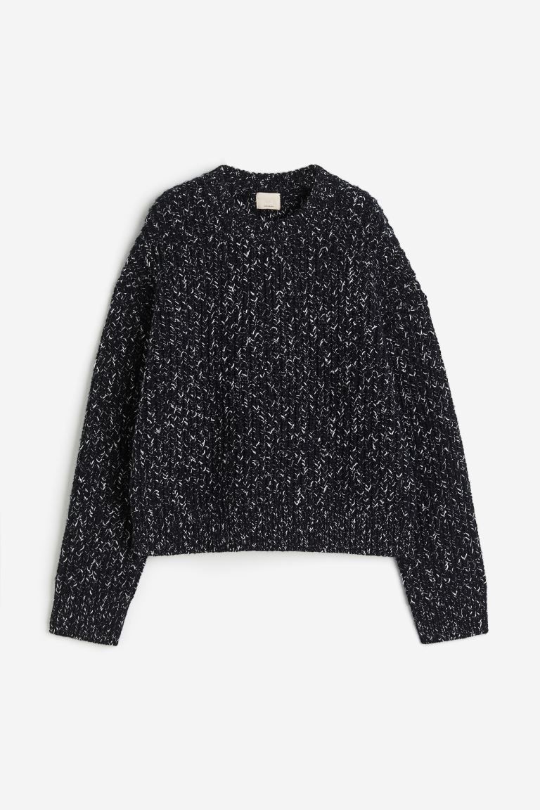 Oversized Wool-blend Sweater - Black melange - Ladies | H&M US | H&M (US + CA)