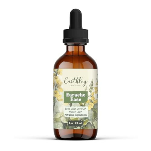 Earthley Wellness Earache Ease, Certified Organic Ingredients, Mullein Leaf and Olive Oil, Packaging May Vary (1 oz) | Amazon (US)