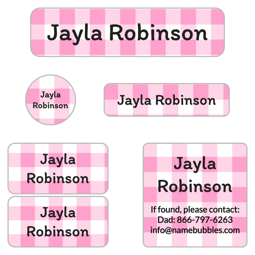 Gingham Camp Labels Pack | Name Bubbles