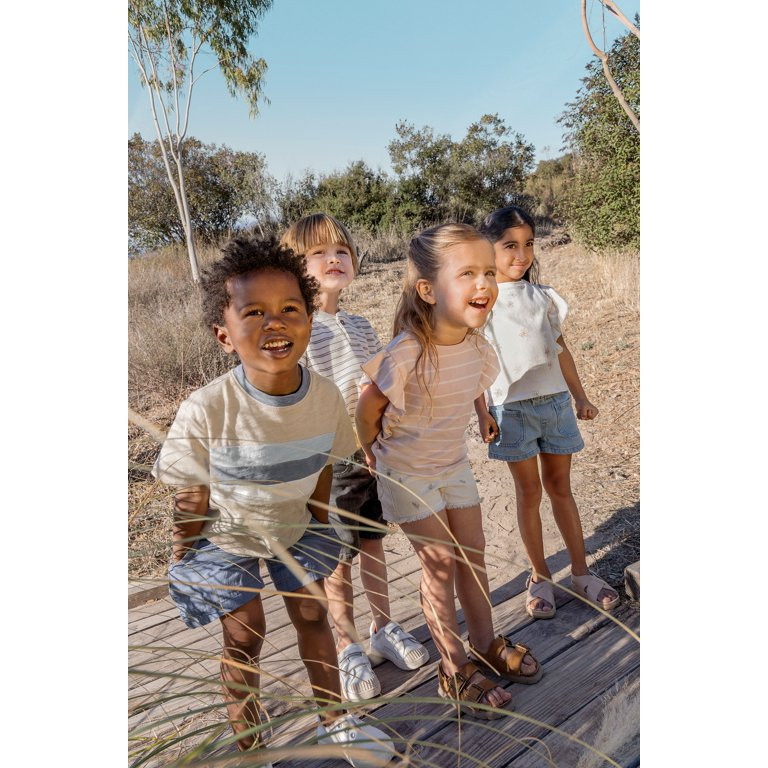 easy-peasy Toddler Short Sleeve Striped Ringer T-Shirt, Sizes 18M-5T | Walmart (US)